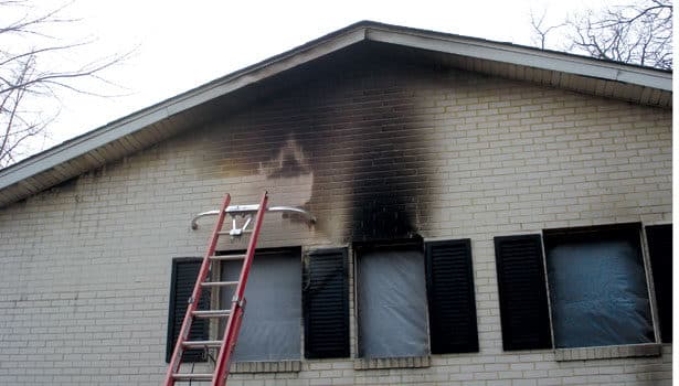smoke and fire damaged exterior