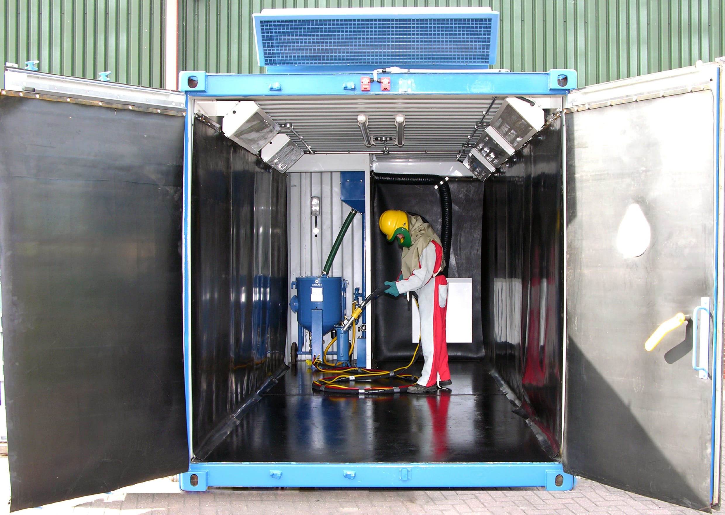 Interior of Blue Containerized Blast Room